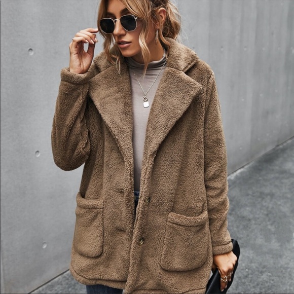 Redwood pocket button  teddy pea coat jacket - Picture 11 of 13